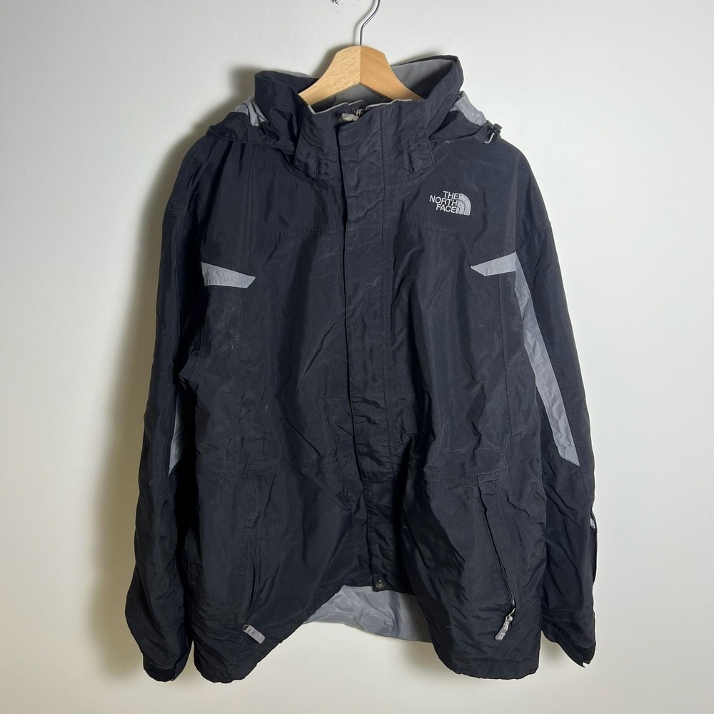 The North Face Jacket Mens XL Black Hooded Windbreaker Hiking Pockets Outdoor